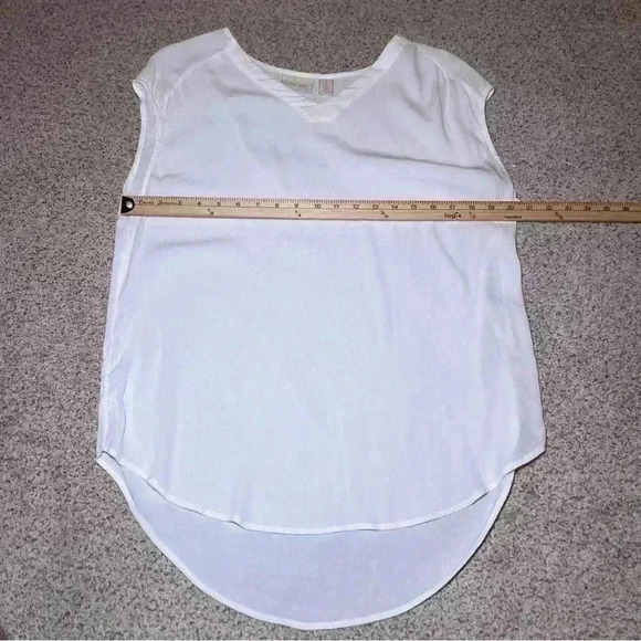 Chico’s Women’s Solid White Sheer Sleeveless Flowy Blouse Size 1 Medium - Picture 4 of 6